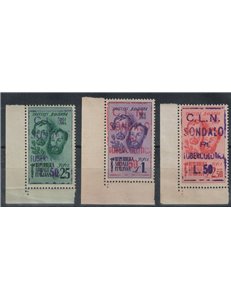 SONDALO 1945 Fratelli Bandiera soprast. a mano 3v MNH** ©