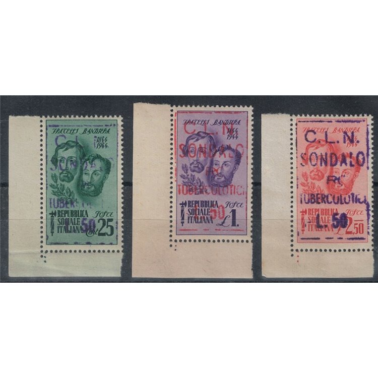 SONDALO 1945 Fratelli Bandiera hand-stamped 3v MNH** ©
