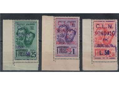 SONDALO 1945 Fratelli Bandiera hand-stamped 3v MNH** ©