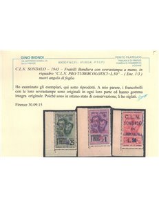 SONDALO 1945 Fratelli Bandiera soprast. a mano 3v MNH** ©