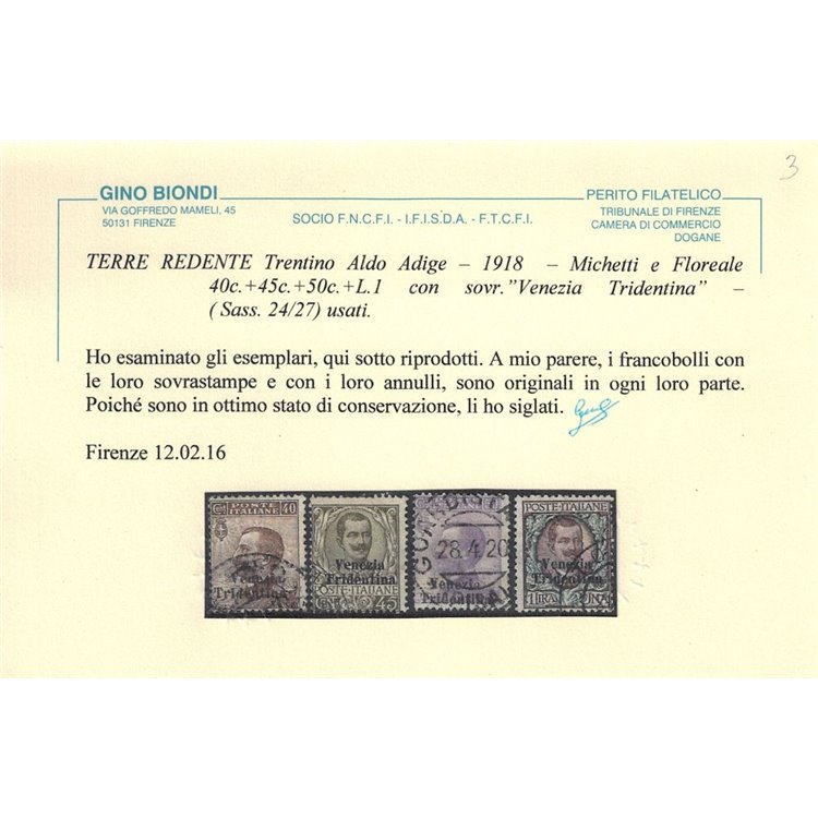 TRENTINO 1918 Venezia Tridentina 9v us ©