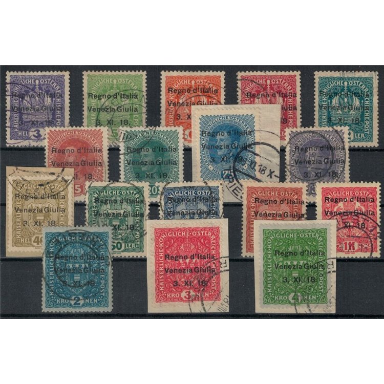 VENICE GIULIA 1918 Austrian stamps overprint 17v us ©
