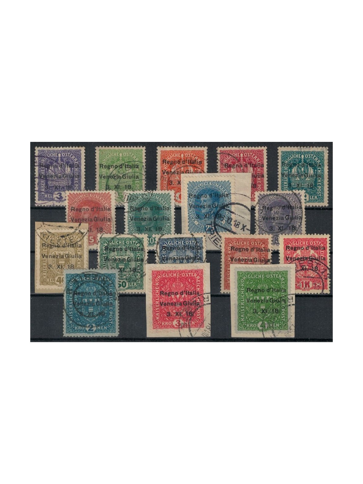VENICE GIULIA 1918 Austrian stamps overprint 17v us ©
