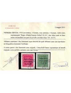 VENEZIA GIULIA 1918 Francobolli austriaci sovrast. 17v us ©