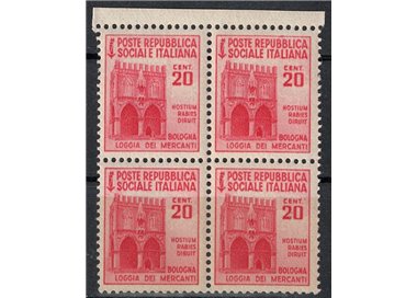 ITALY RSI 1944-45 Variety 20c Destroyed Monuments SOCIAIE MNH**