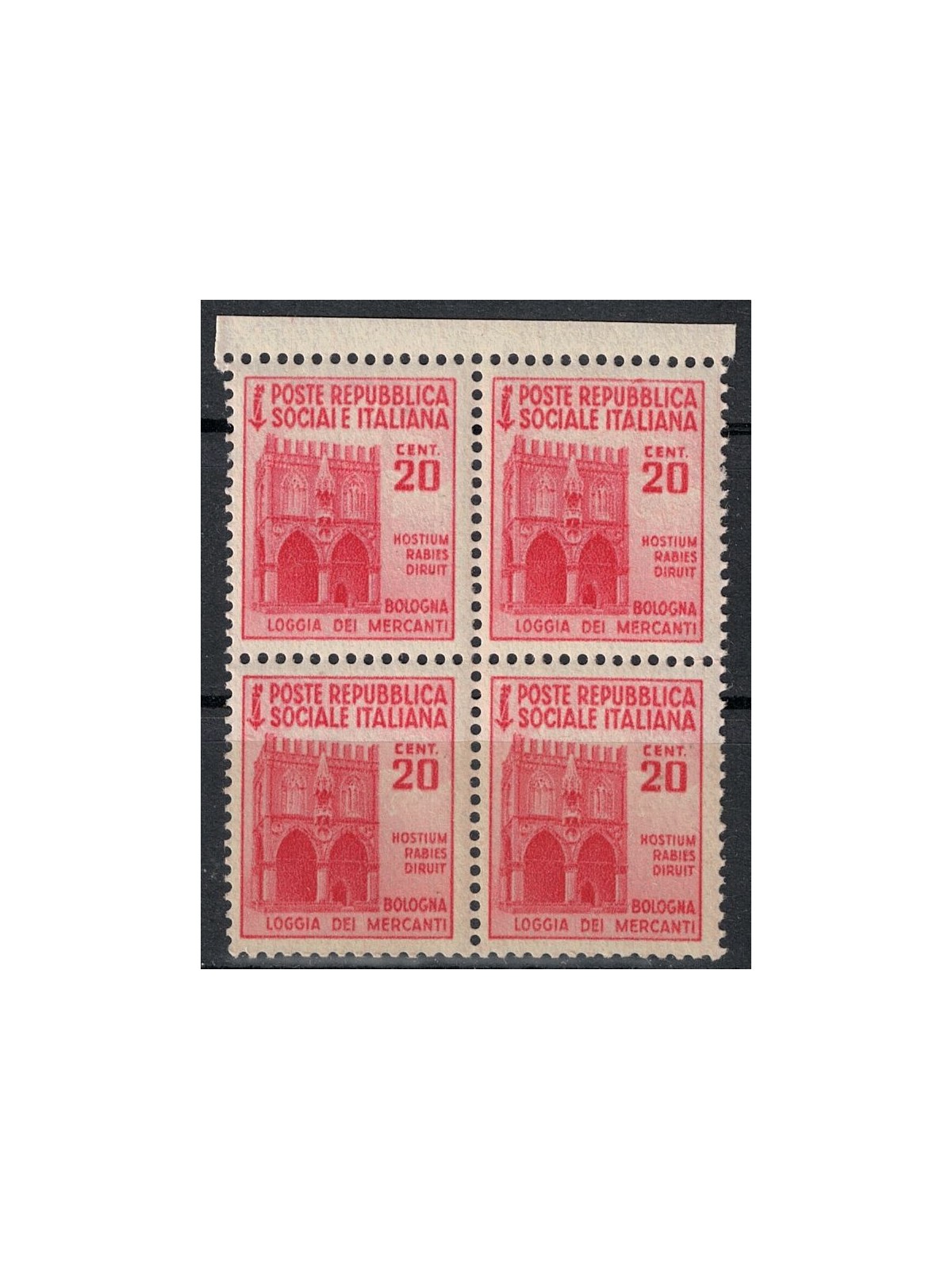 ITALY RSI 1944-45 Variety 20c Destroyed Monuments SOCIAIE MNH**