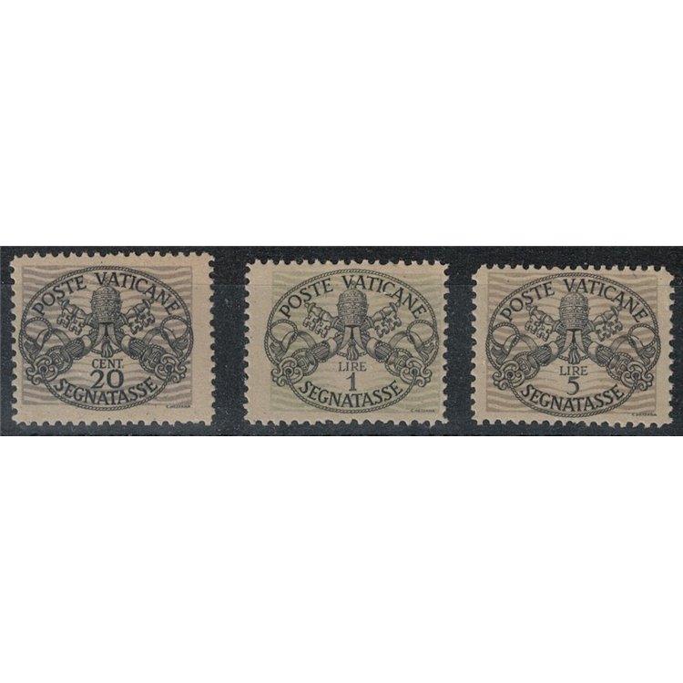 VATICANO 1946 Segnatasse (carta grigia) 3v MNH** ©