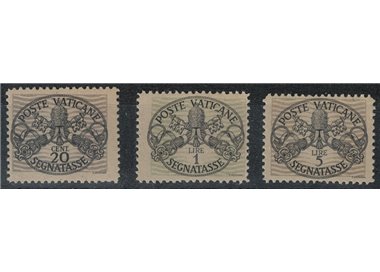 VATICANO 1946 Segnatasse (carta grigia) 3v MNH** ©