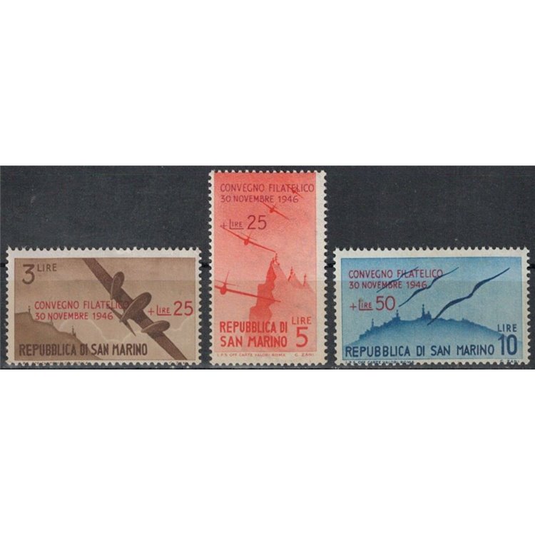 SAN MARINO 1946 Philatelic Conference 3v MNH**