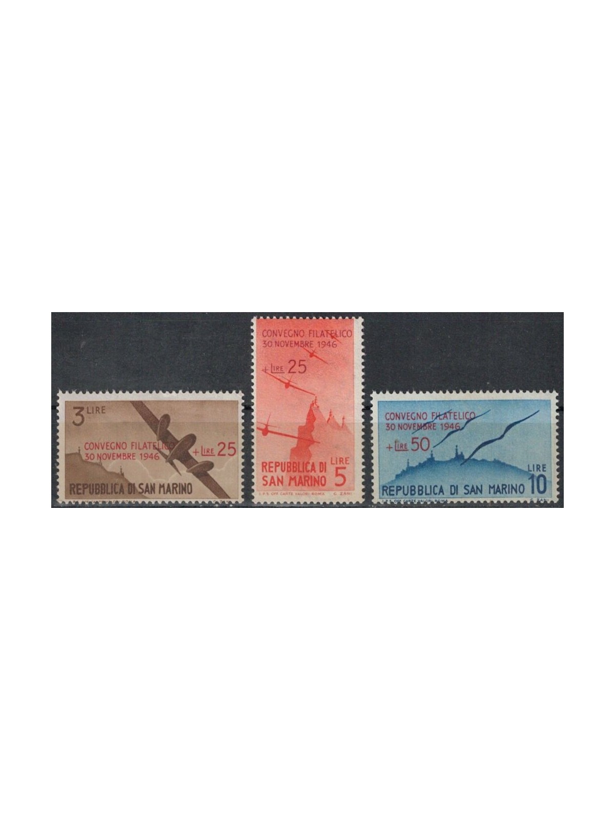 SAN MARINO 1946 Philatelic Conference 3v MNH**