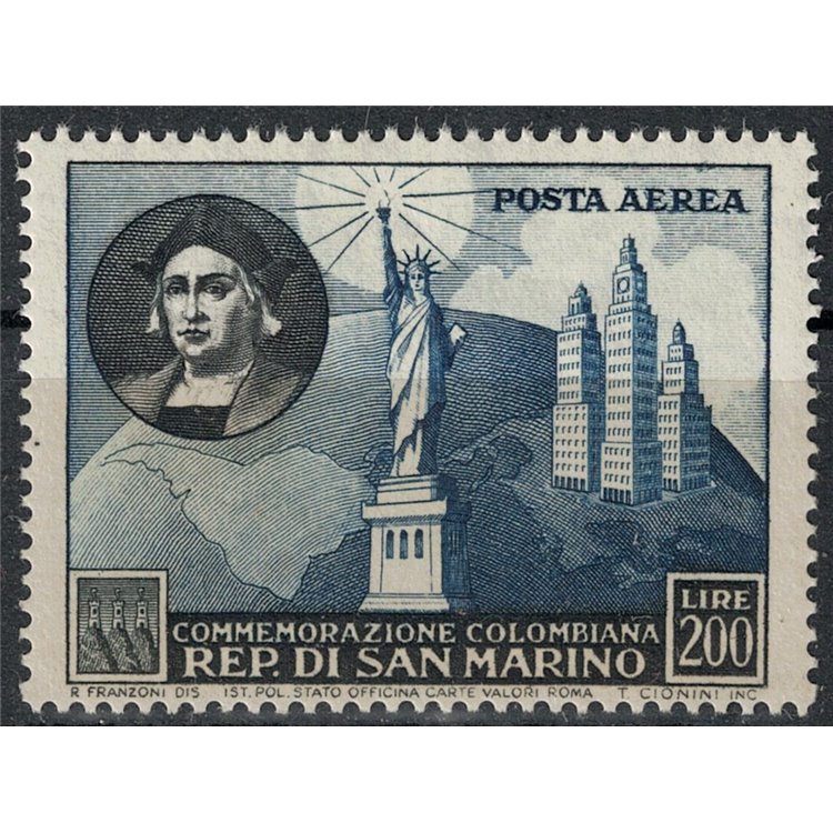 SAN MARINO 1952 Christopher Columbus (airmail) MH*