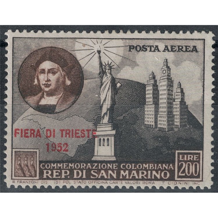 SAN MARINO 1952 Trieste Fair (airmail) MH*