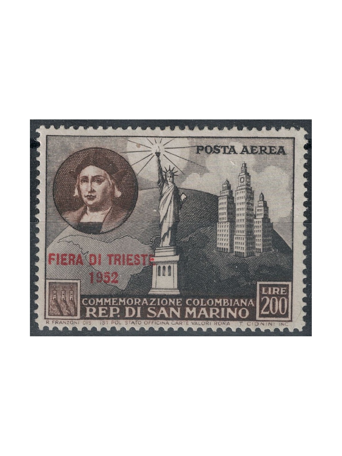 SAN MARINO 1952 Trieste Fair (airmail) MH*