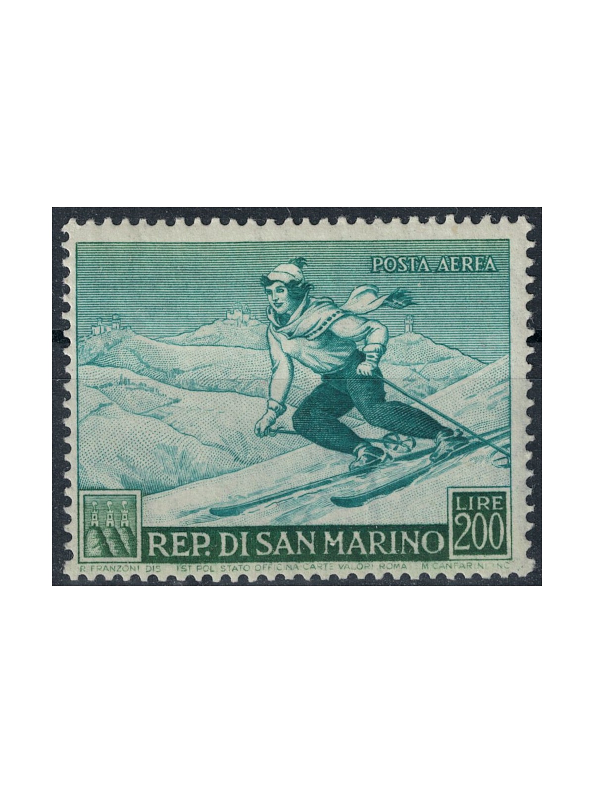 SAN MARINO 1953 Sport, skier MH*