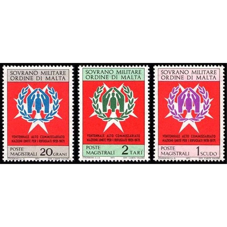 SMOM 1971 UN Commissioner for Refugees 3v MNH**