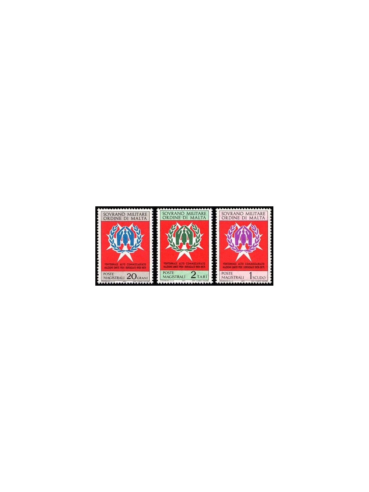 SMOM 1971 UN Commissioner for Refugees 3v MNH**