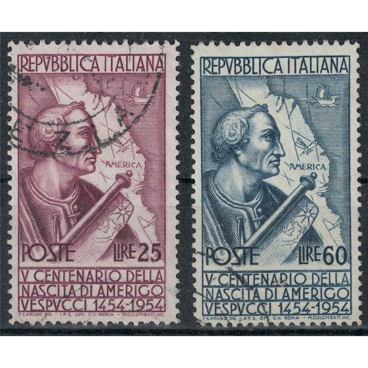 ITALIA 1954 Amerigo Vespucci (dent. 13¼x14) 2v us