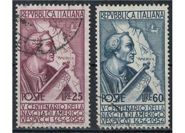 ITALY 1954 Amerigo Vespucci (perf. 13¼x14) 2v us