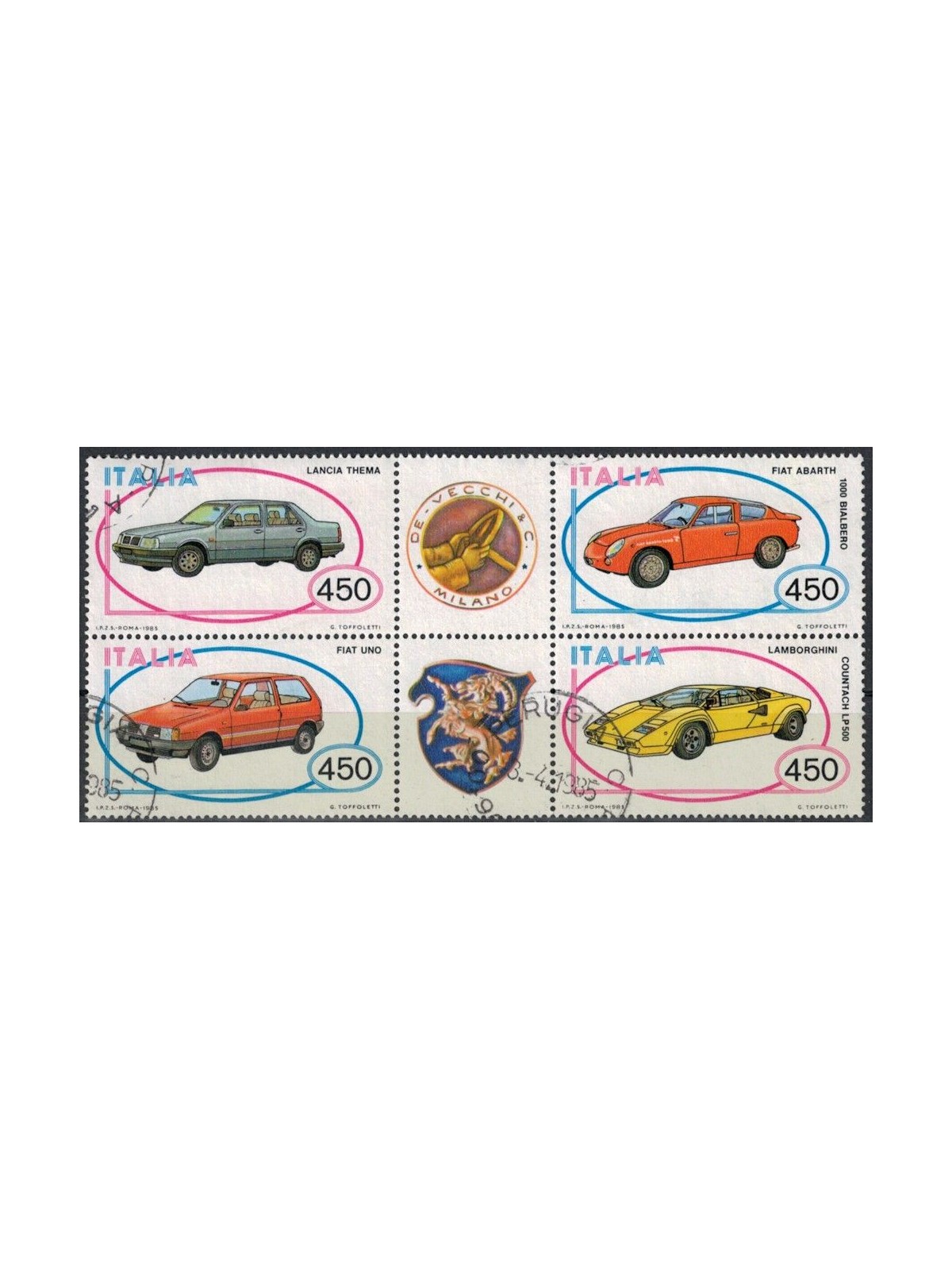 ITALIA 1985 Automobili (blocco) 4v us