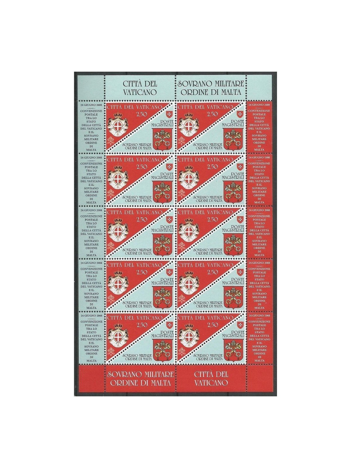 VATICANO 2008 Convenzione postale MF MNH**