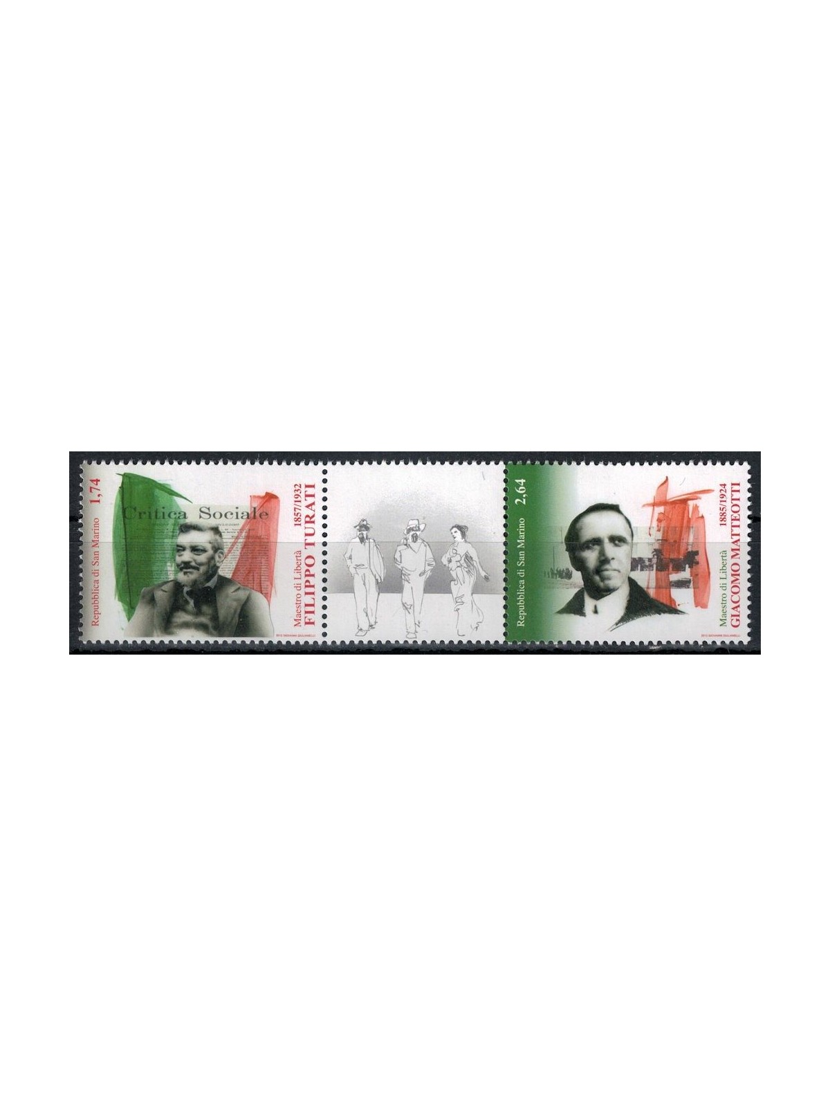 SAN MARINO 2012 Maestri di libertà 2v MNH**
