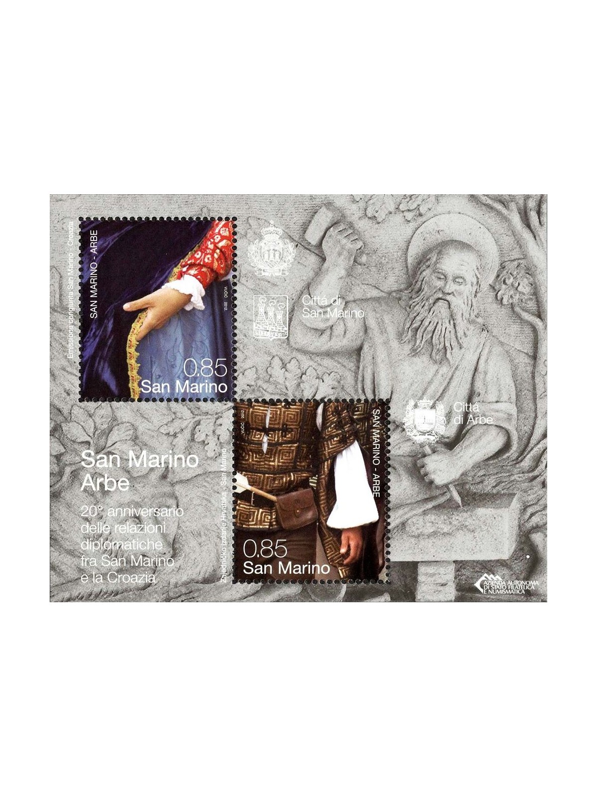 SAN MARINO 2012 Relations between San Marino and Croatia s/s MNH**