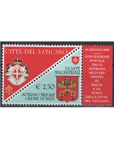 SMOM 2008 Convenzione postale con Vaticano MNH**