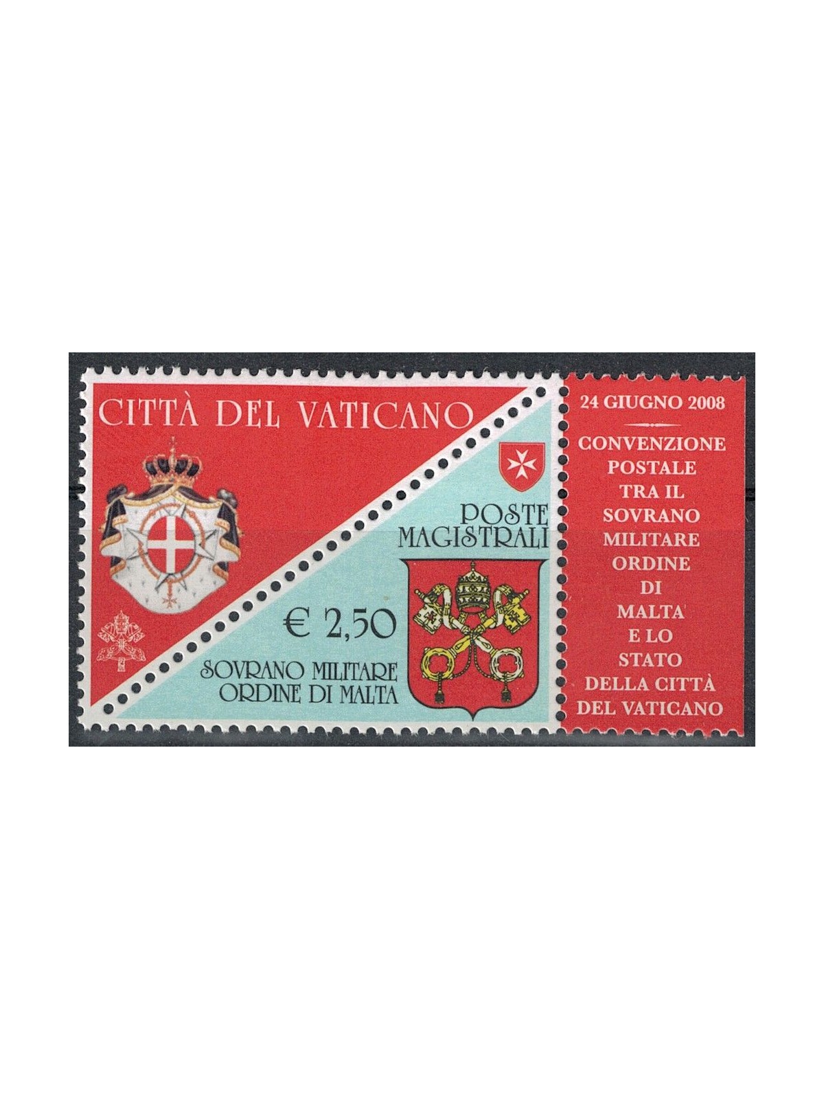 SMOM 2008 Convenzione postale con Vaticano MNH**
