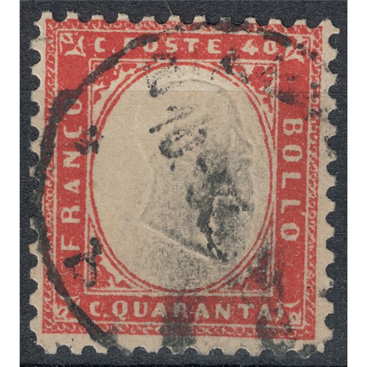 ITALIA REGNO 1862 Vittorio Emanuele II 40c carminio us