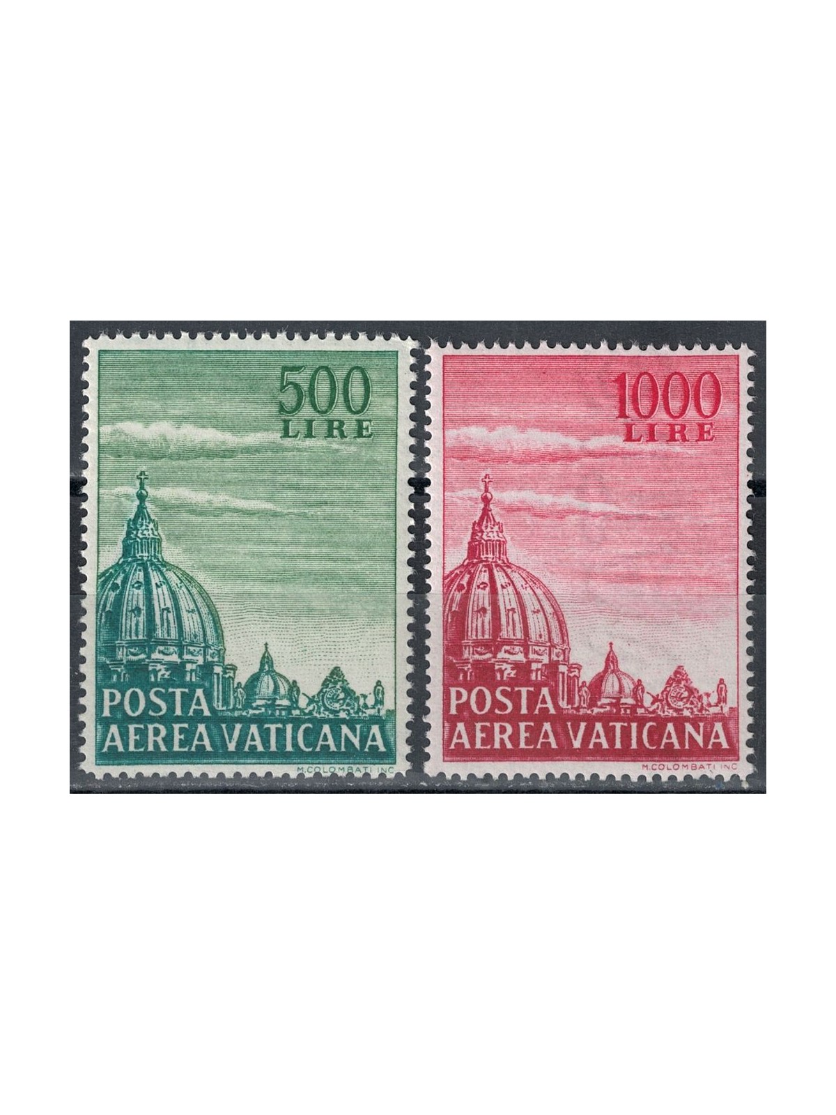 VATICAN 1958 Dome of St. Peter (airmail) 2v MH*