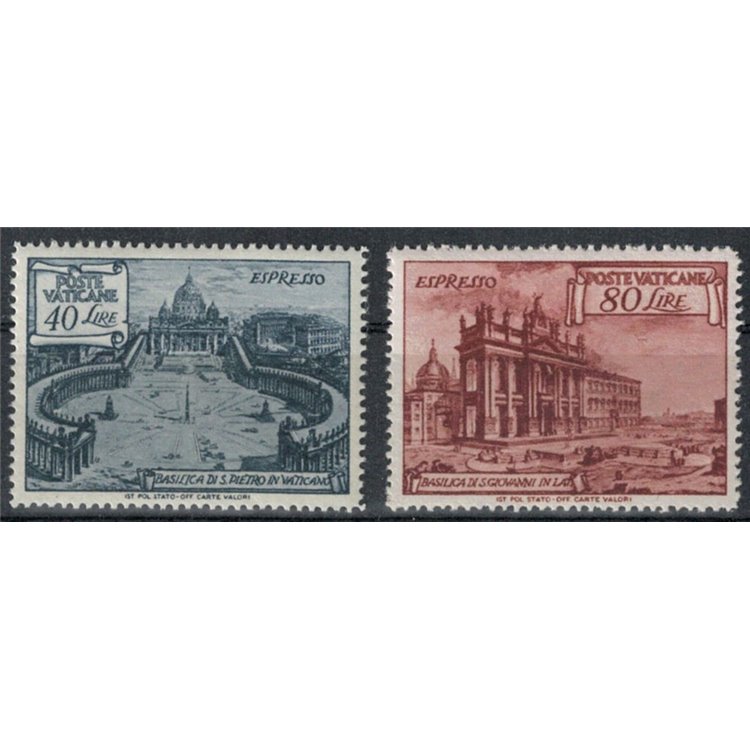 VATICANO 1949 Basiliche Romane, espressi 2v MH*