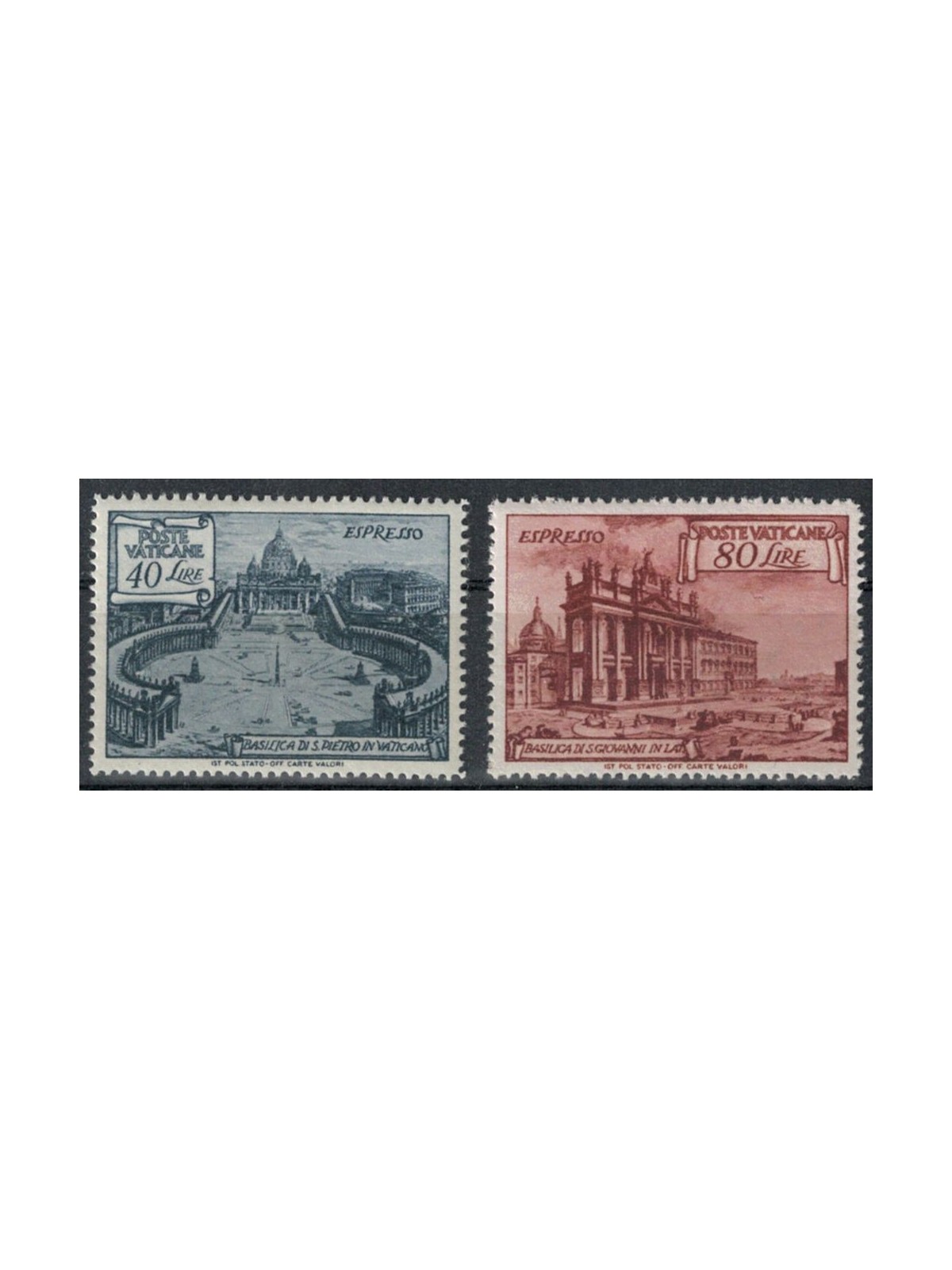 VATICANO 1949 Basiliche Romane, espressi 2v MH*