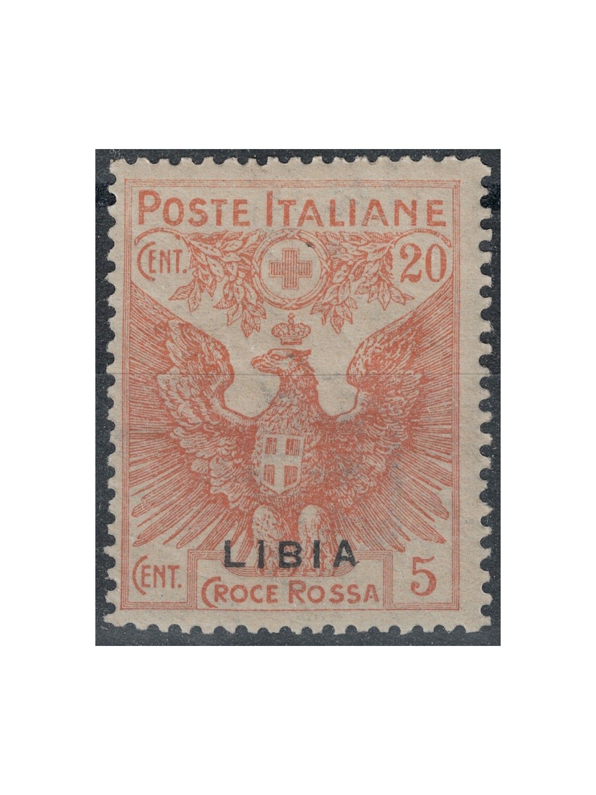 LIBYA 1915-16 Red Cross 20c + 5c (top bottom) MH*