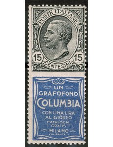 ITALIA REGNO 1924-25 Pubblicitari 15c (Columbia) MNH**