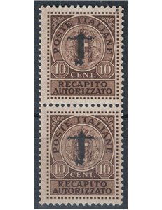 ITALIA RSI 1944 Varietà Recapito autorizzato, soprast. capovolta 2v MNH** ©