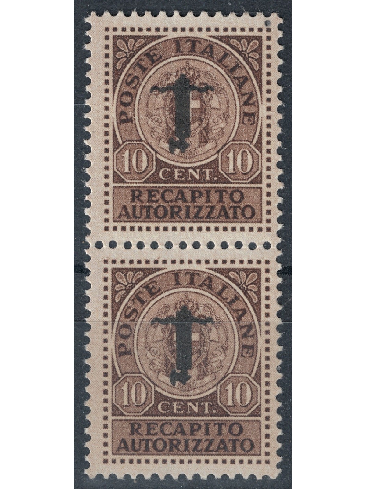 ITALIA RSI 1944 Varietà Recapito autorizzato, soprast. capovolta 2v MNH** ©