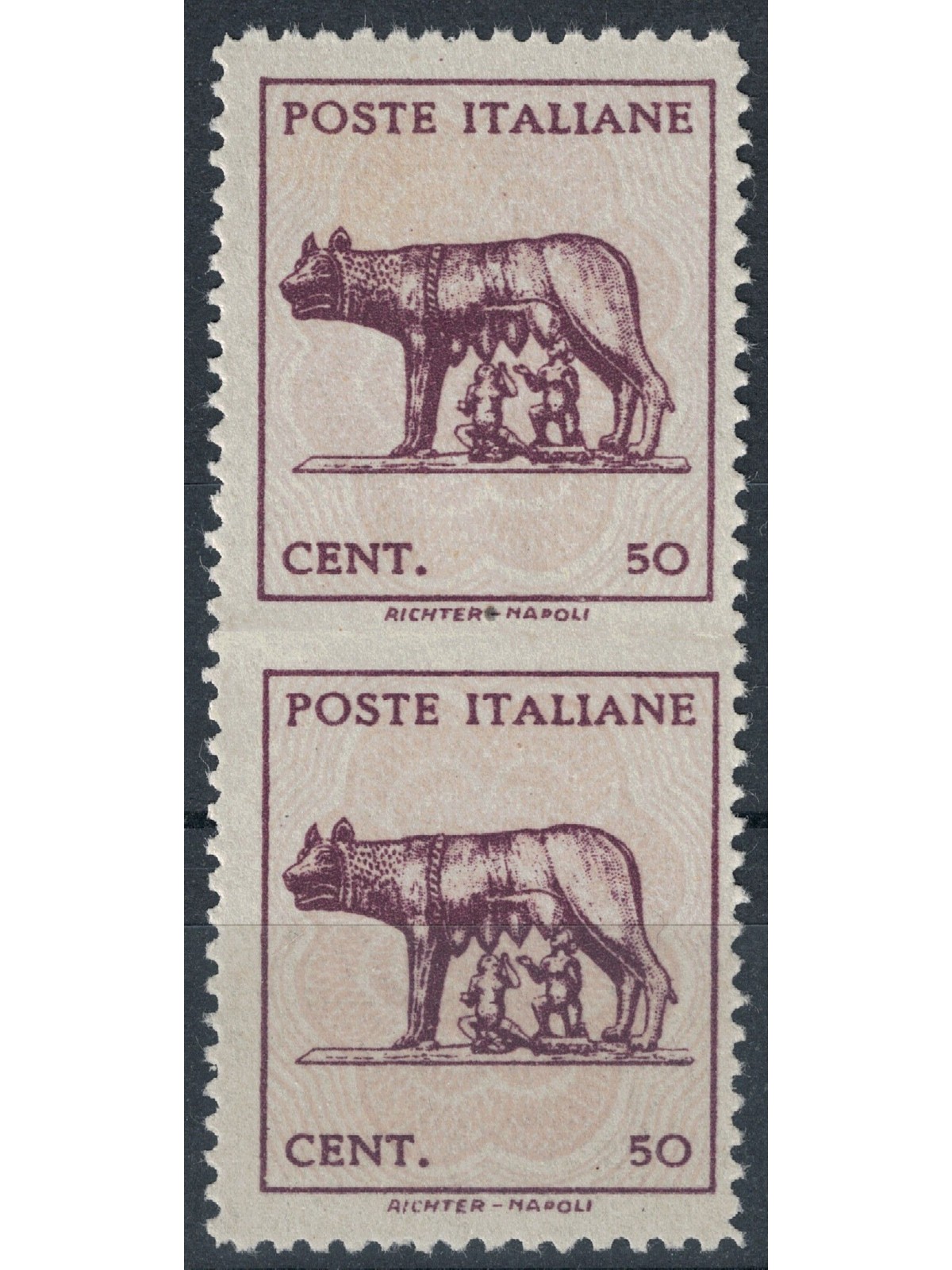 ITALIA LUOGOTENENZA 1944 Varietà Lupa Capitolina (nd al centro) 2v MNH** ©