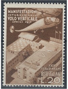 ITALIA 1951 Varietà £20 Fiera di Milano, posiz. filigr. DA MNH**