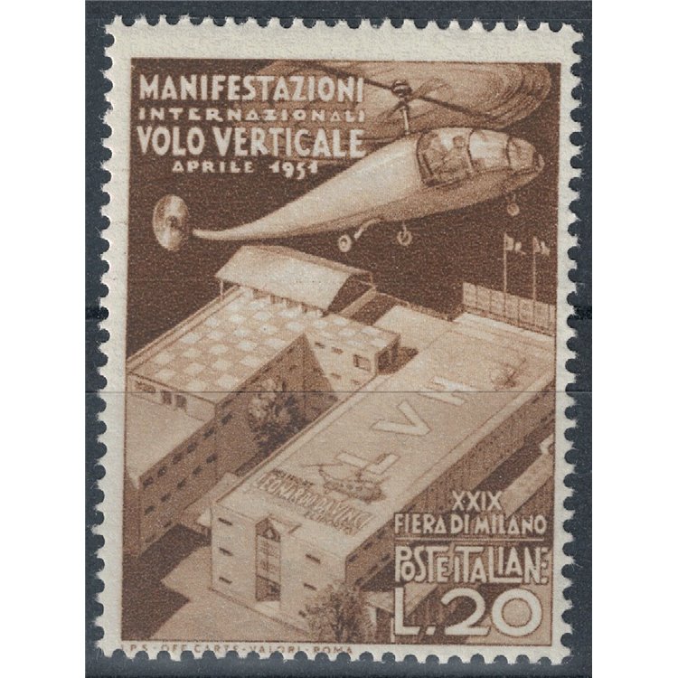 ITALY 1951 Variety £20 Milan Fair, watermarked position DA MNH**