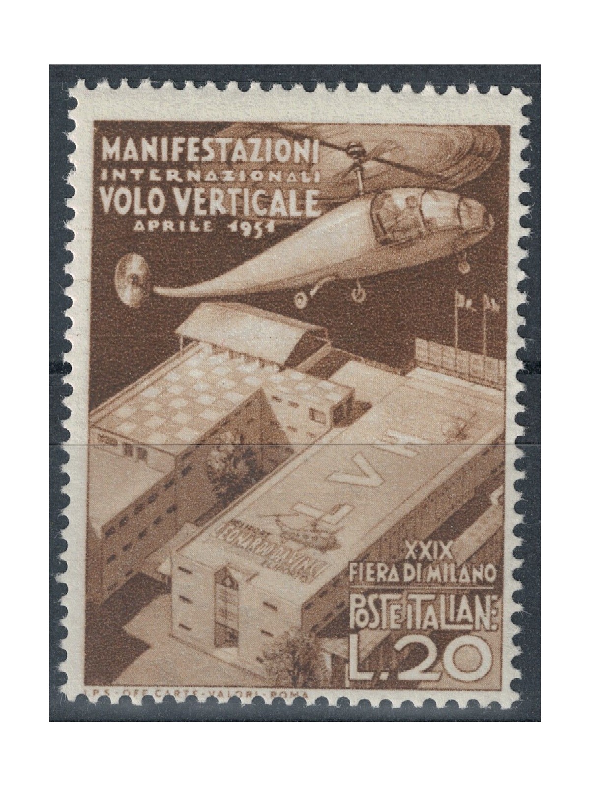 ITALY 1951 Variety £20 Milan Fair, watermarked position DA MNH**
