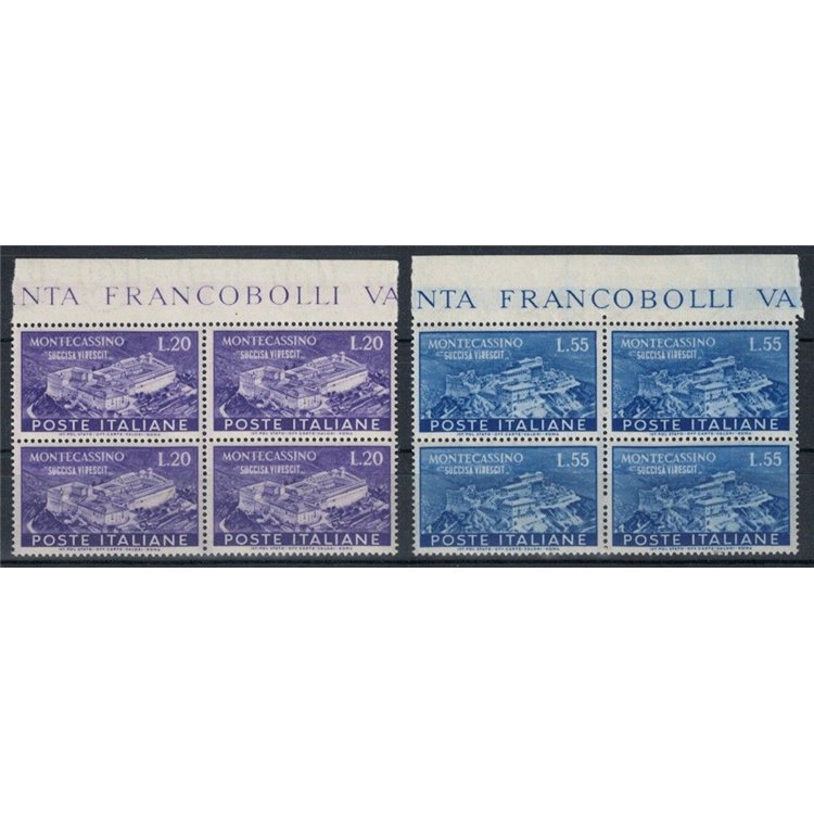 ITALY 1951 Abbey of Montecassino (in block of four) 2v MNH** ©