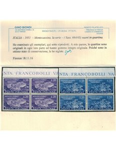 ITALIA 1951 Abbazia di Montecassino (in quartina) 2v MNH** ©