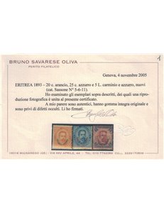 COLONIE ERITREA 1893 Serie ordinaria 11v MNH** ©