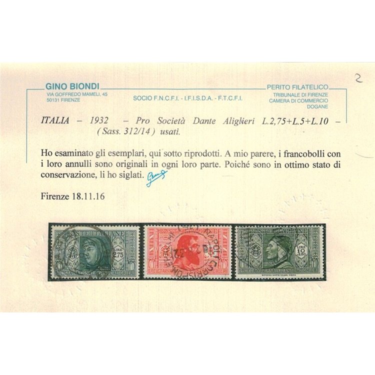 ITALIA REGNO 1932 Dante Alighieri 12v us ©