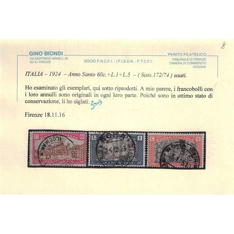ITALIA REGNO 1924 Anno Santo 6v us ©