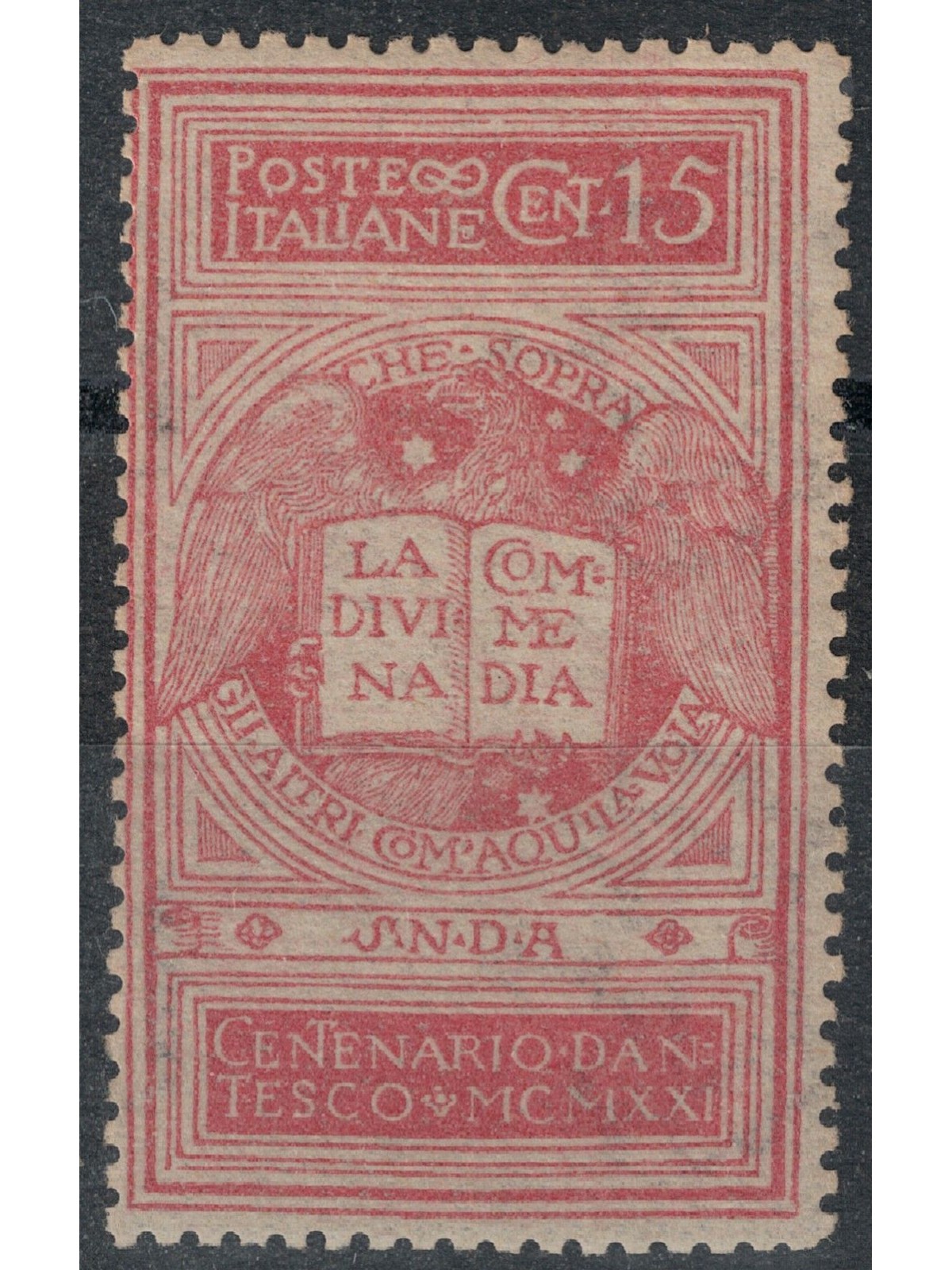 ITALIA REGNO 1921 Dante 15c rosa brunastro MNH** ©