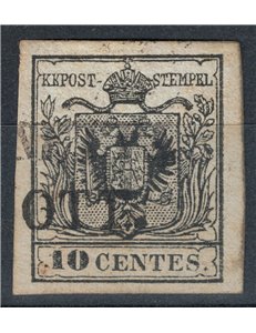 LOMBARDY-VENETIAN KINGDOM 1850 Coat of Arms 10c black us ©