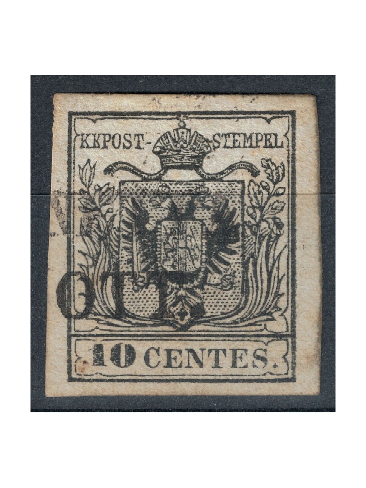 LOMBARDY-VENETIAN KINGDOM 1850 Coat of Arms 10c black us ©