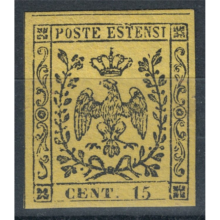 DUCHY OF MODENA 1852 Estense eagle 15c yellow MH* ©