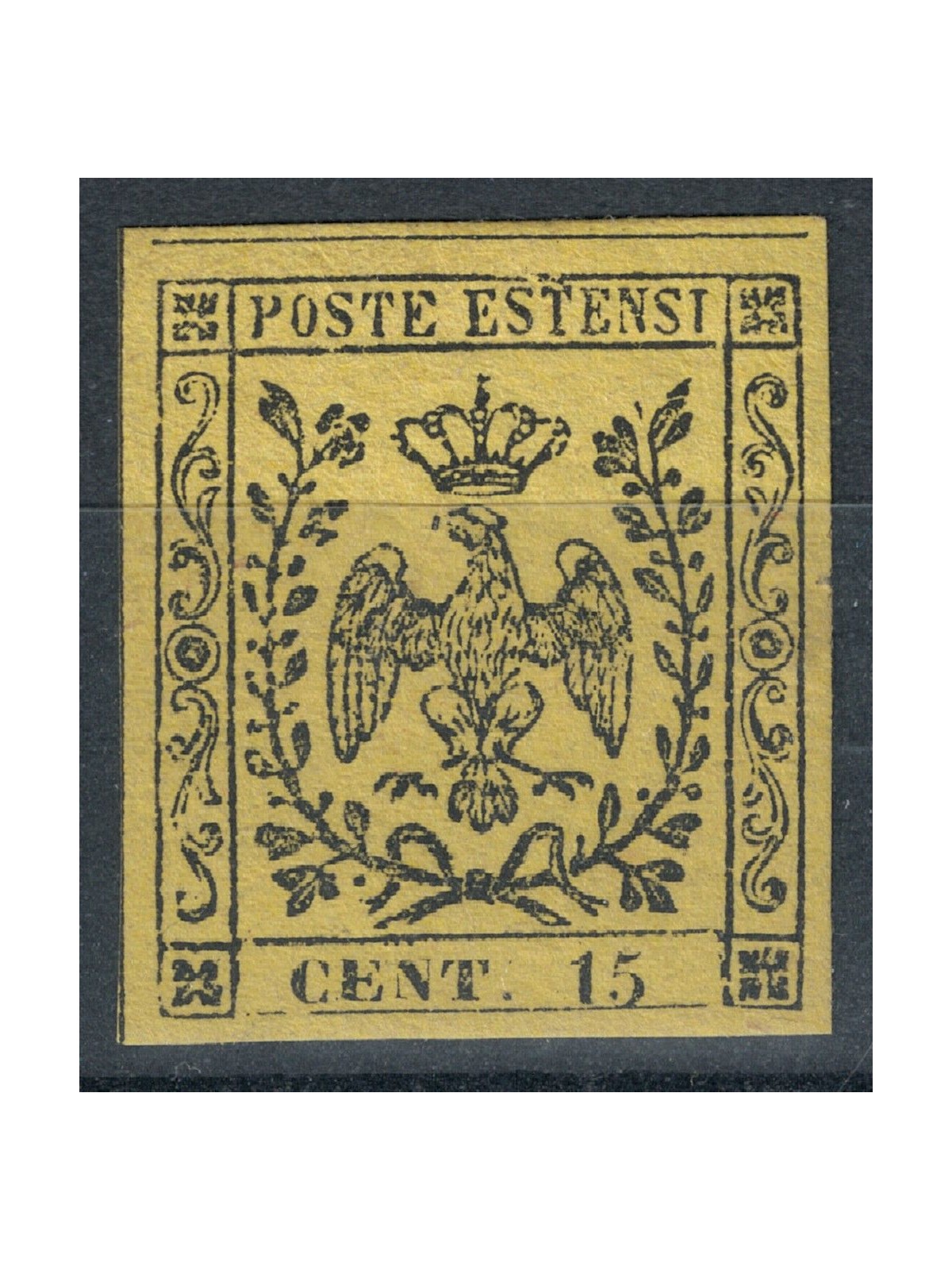 DUCHY OF MODENA 1852 Estense eagle 15c yellow MH* ©